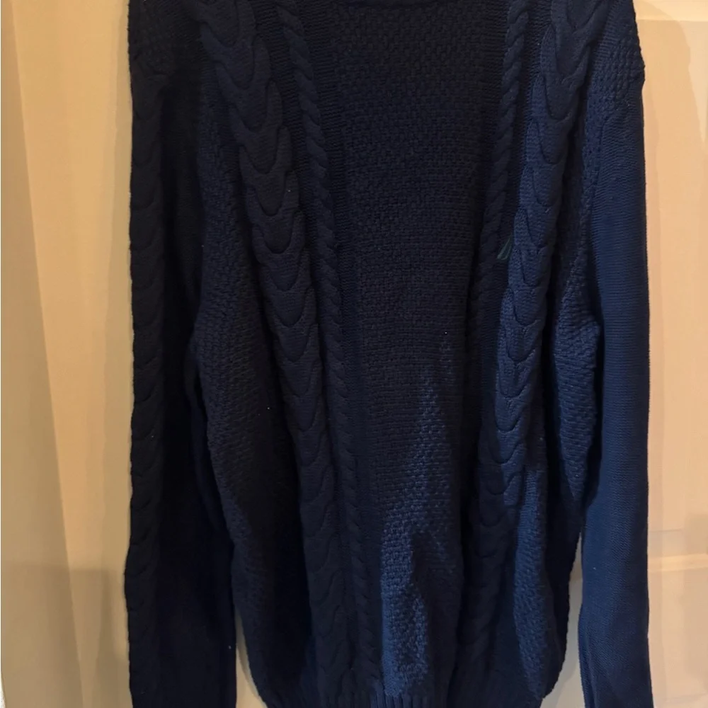 Men's Nautica Cable Knit Sweater‎ Navy Blue Large